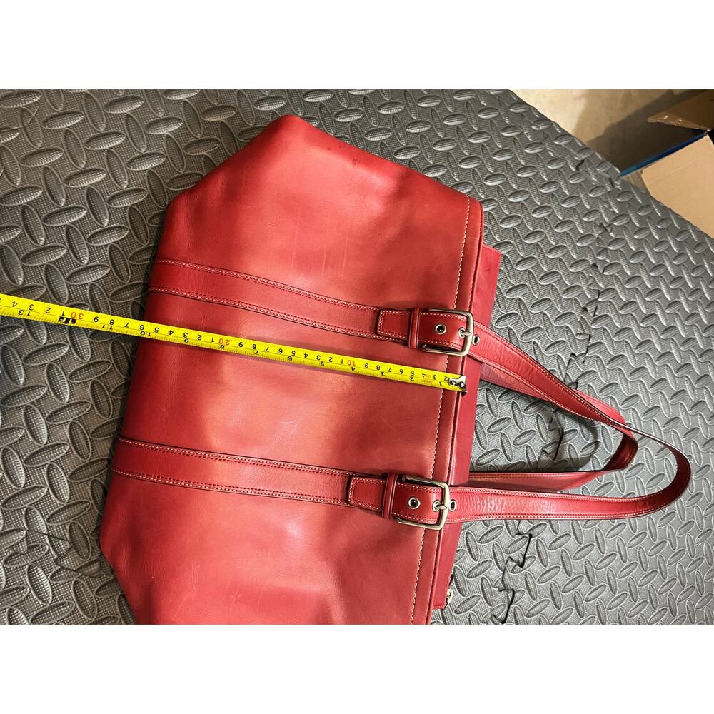 Vintage‎ COACH HAMPTON TOTE F10195 Red LEATHER Classic Womens Y2K BAG PURSE - Picture 11 of 12